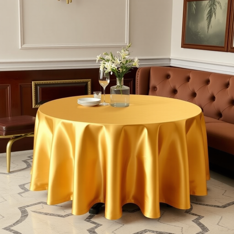 Obrus okrągły plamoodporny solid kolor złoty 150cm.jpeg