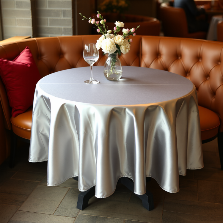 Obrus okrągły plamoodporny solid kolor szary jasny 150cm.jpeg