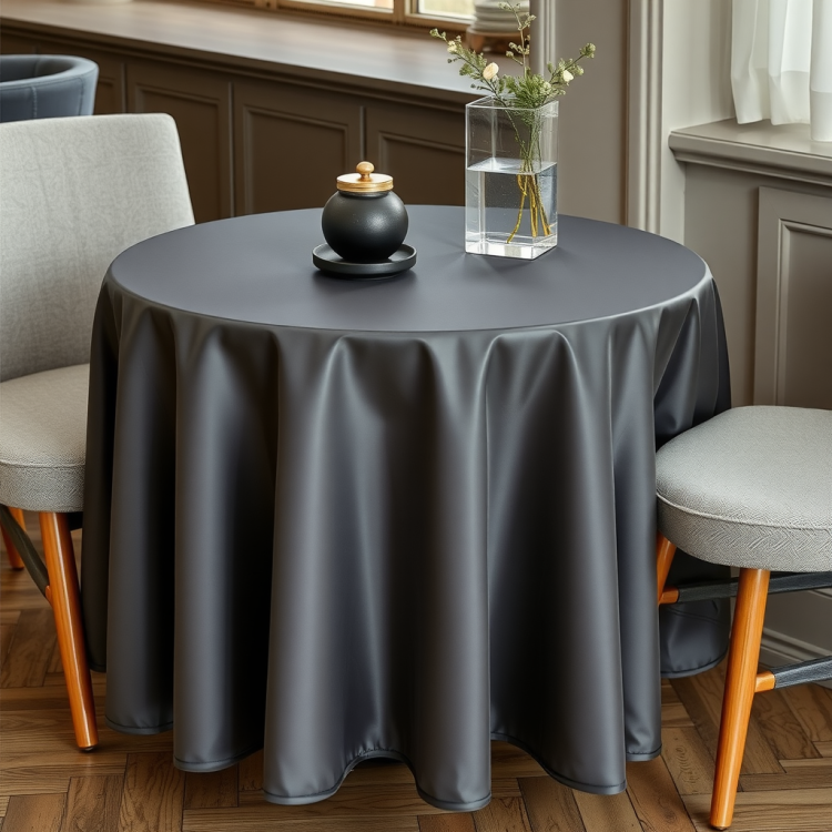 Obrus okrągły plamoodporny solid szary ciemny 150cm.jpeg