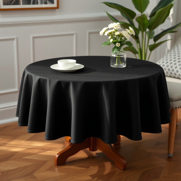 Obrus okrągły gładki jednokolorowy czarny średnica 140cm.jpeg